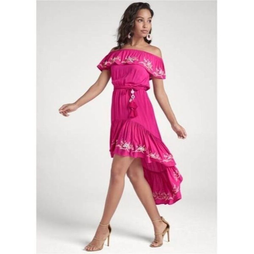 {Venus} Embroidered High-Low Dress